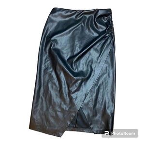 DKNY synthetic leather midi skirt